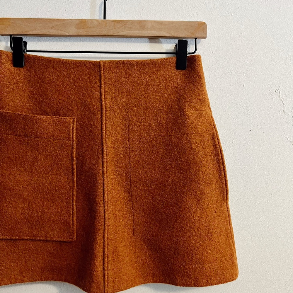 COS Rust Orange Wool Mini Skirt with Patch Pocket - Picture 3 of 8